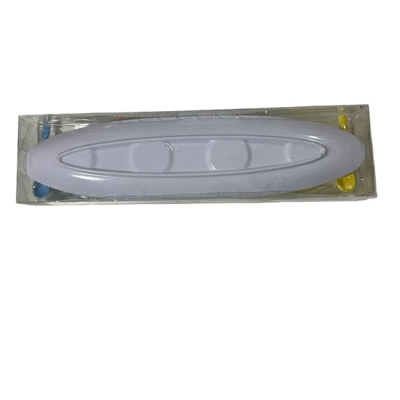 Vintage Bon-Ton 9-Piece Melamine Condiment Set 4 Bowls 4 Spoons & Boat Tray NIP - Picture 9 of 10